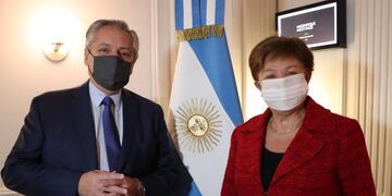 El Presidente mantuvo un encuentro con la titular del FMI. Desde el Gobierno aseguran que marcará "una bisagra" en la negociación por la deuda (Télam).