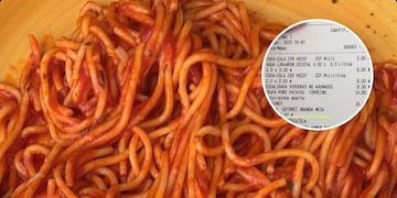 Pidió espaguetis sin carne y se sorprendió al recibir el ticket