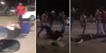 Una captura del video en la que se observa la brutal golpiza que sufrió Moisés Pérez. Los Andes