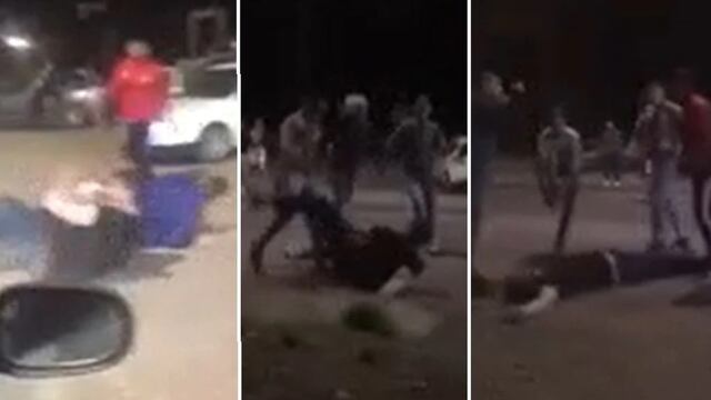 Una captura del video en la que se observa la brutal golpiza que sufrió Moisés Pérez. Los Andes
