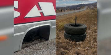 Un interurbano quedó sin ruedas en medio de la ruta a Altas Cumbres.