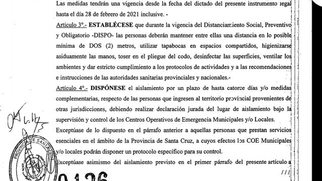Decreto Provincial N°136/21