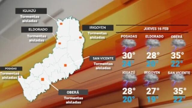 Jueves nuevamente con probabilidad de precipitaciones en Misiones.