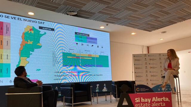 La directora del Servicio Meteorológico Nacional, Celeste Saulo, presentó el Sistema de Alerta Temprana (SAT) para toda la Argentina.