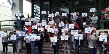 Manifestación de los Trabajadores de Eventos Unidos de Rafaela y la Región (TEURR)