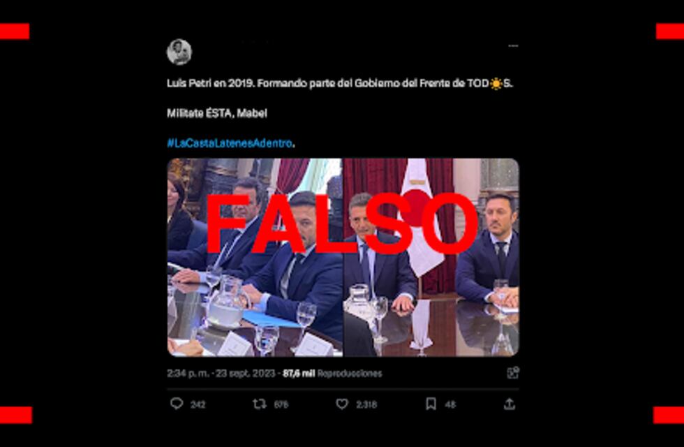 No, Luis Petri, candidato a vice de Juntos por el Cambio, no formó parte del gobierno del Frente de Todos en 2019