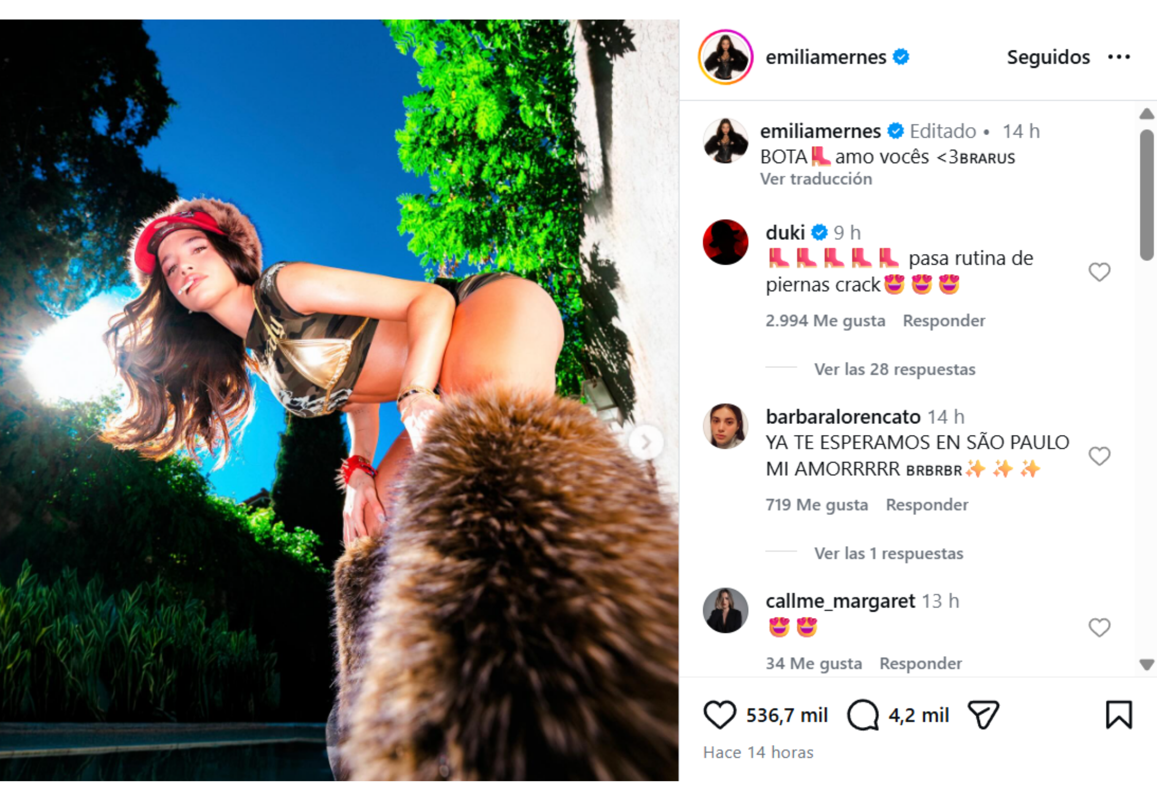 La publicación de Emilia.