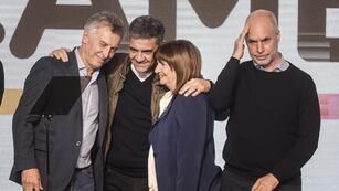 Paso 2023. Mauricio Macri , Jorge Macri y Patricia Bullrich al lado Horacio Rodriguez Larreta. (Federico Lopez Claro)
