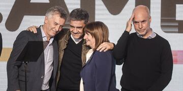 Paso 2023. Mauricio Macri , Jorge Macri y Patricia Bullrich al lado Horacio Rodriguez Larreta. (Federico Lopez Claro)