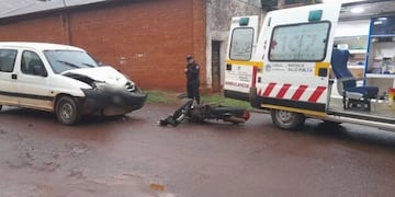 Un herido tras el choque entre una motocicleta y un auto en Eldorado.