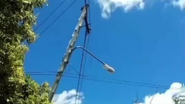 El video del poste "asegurado" se hizo viral en las redes sociales.