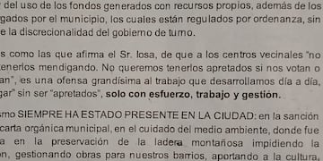 Comunicado de los vecinos en contra de Iosa
