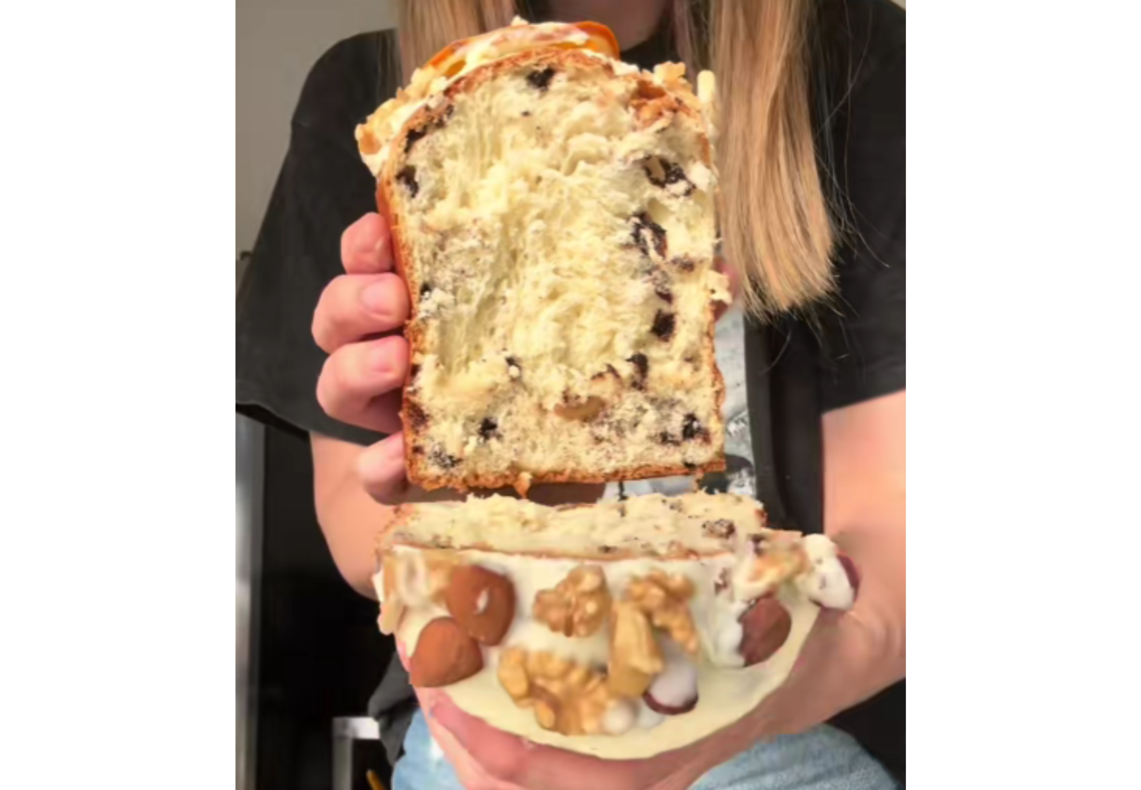 Así queda el pan dulce por dentro.