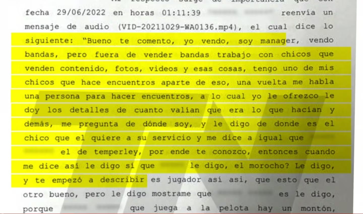 Parte de los chats que complicarían a Marcelo Corazza.