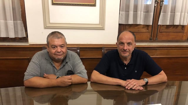 Pablo Garate, Intendente municipal y Abel Gómez Sec. General. del Sindicato de Trab. Municipales