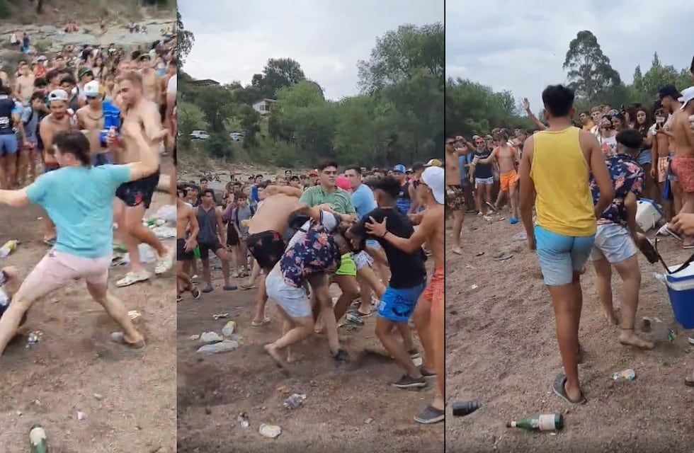 Impresionante video: pelea y batalla campal en un balneario de Alpa Corral