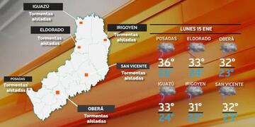 Posibles lluvias y tormentas para este lunes en Misiones.