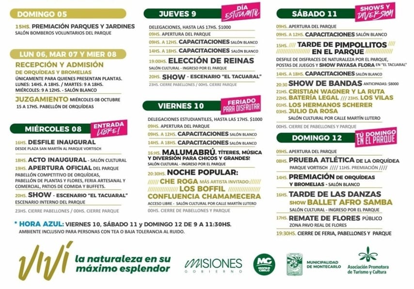 Montecarlo celebra a plena naturaleza la Fiesta Nacional de la Orquídea y Provincial de la Flor 2025.