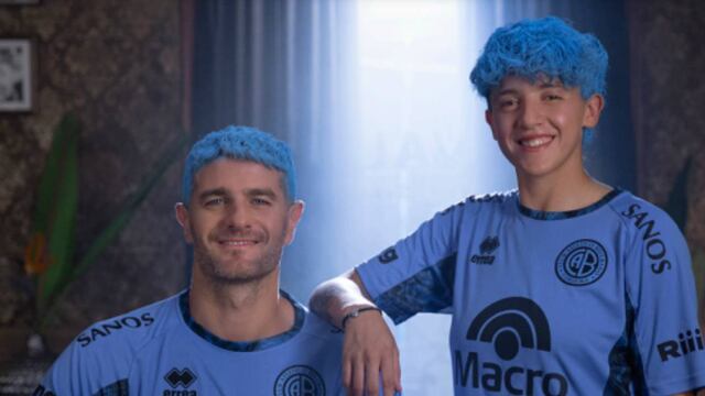 La nueva camiseta de Belgrano, con alusión al "Potro" Rodrigo. (Prensa Belgrano)