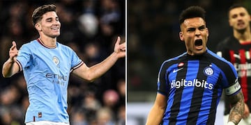 Julián Álvarez y Lautaro Martínez podrían ser campeones de Champions League