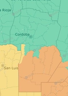 Rige alerta naranja por tormentas fuertes en parte de la provincia de Córdoba.