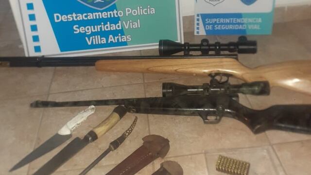 Policía Vial aprehendió a tres hombres por cazar ilegalmente y tener armas