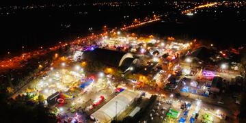 Vista desde el aire del predio ferial en ruta 188 y calle 7 en Alvear.