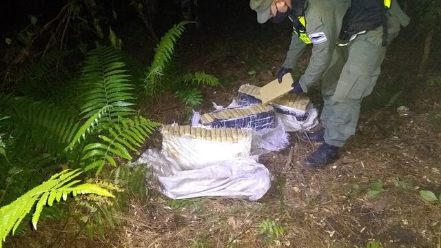 Los gendarmes encontraron las tres bolsas de arpillera con el estupefaciente escondidas en la vegetación.