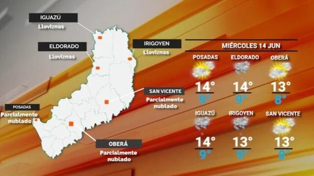 Continúa el frío en Misiones, con posibles lluvias para la jornada del miércoles.