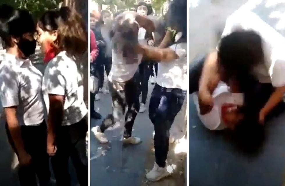 Dos estudiantes mendocinas protagonizaron una feroz pelea a la salida de la escuela y todo quedó grabado