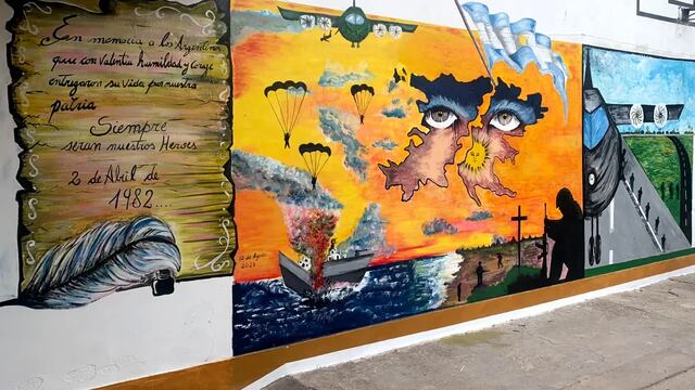 Mural que rinde homenaje a los veteranos y los caídos en la Guerra de Malvinas, en la Unidad Penitenciaria Federal n° 22 de Jujuy.