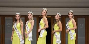 Las cinco candidatas que el próximo 5 de febrero competirán por el trono vendimial de General Alvear. Gentileza MGA