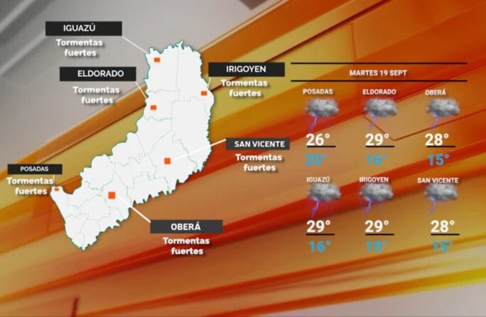 Lluvias y tormentas para este martes en Misiones