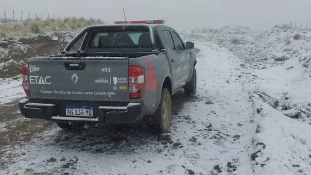 Nieve en Córdoba, entre Yacanto y cerro Los Linderos. (Gentileza)
