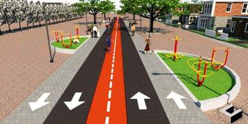 La ciclovía contará con distintos carriles, tendrá zonas de descanso y hasta máquinas para hacer ejercicio.