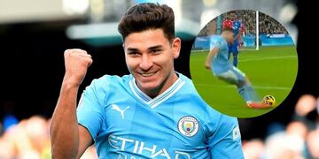 Julián Álvarez marcó de tiro libre, pero el gol no fue convalidado.