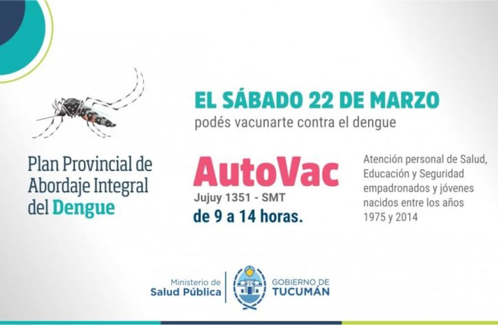 Vacunación contra el dengue este sábado en el AutoVac
