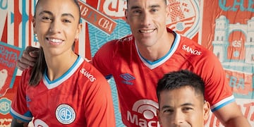 Belgrano mostró la nueva camiseta alternativa, que estrenará contra Tigre el próximo lunes (prensa Belgrano).
