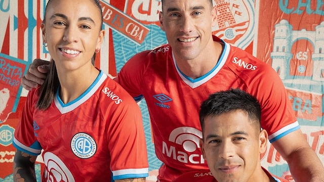 Belgrano mostró la nueva camiseta alternativa, que estrenará contra Tigre el próximo lunes (prensa Belgrano).