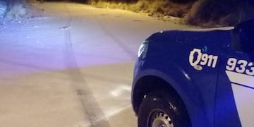 La nieve, sobre el asfalto de la ruta provincial que une a la ciudad de Córdoba con el Valle de Traslasierra.