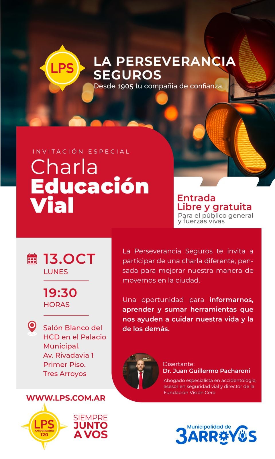 Charla de Educación Vial organizada por La Perseverancia Seguros y la Municipalidad de Tres Arroyos