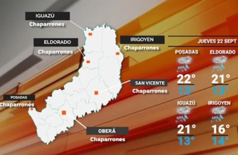 Probabilidades de lluvias y chaparrones para este jueves en Misiones