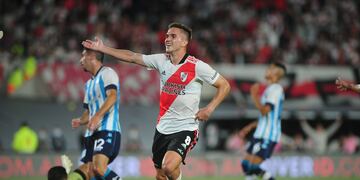 Agustín Palavecino puso el 1-0 de River ante Racing. Foto de Clarín.