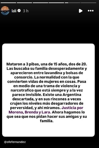 Lali Espósito en Instagram.