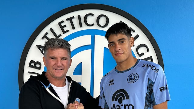 Mariano Troilo y el presidente de Belgrano, Luis Fabián Artime.