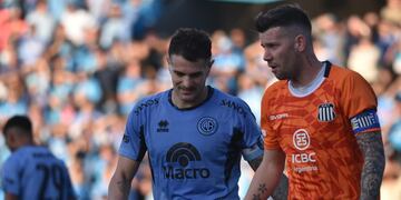 Pablo Vegetti le ganó el mano a mano a Guido Herrera. Los capitanes de Belgrano y Talleres fueron figuras (Javier Ferreyra / La Voz).
