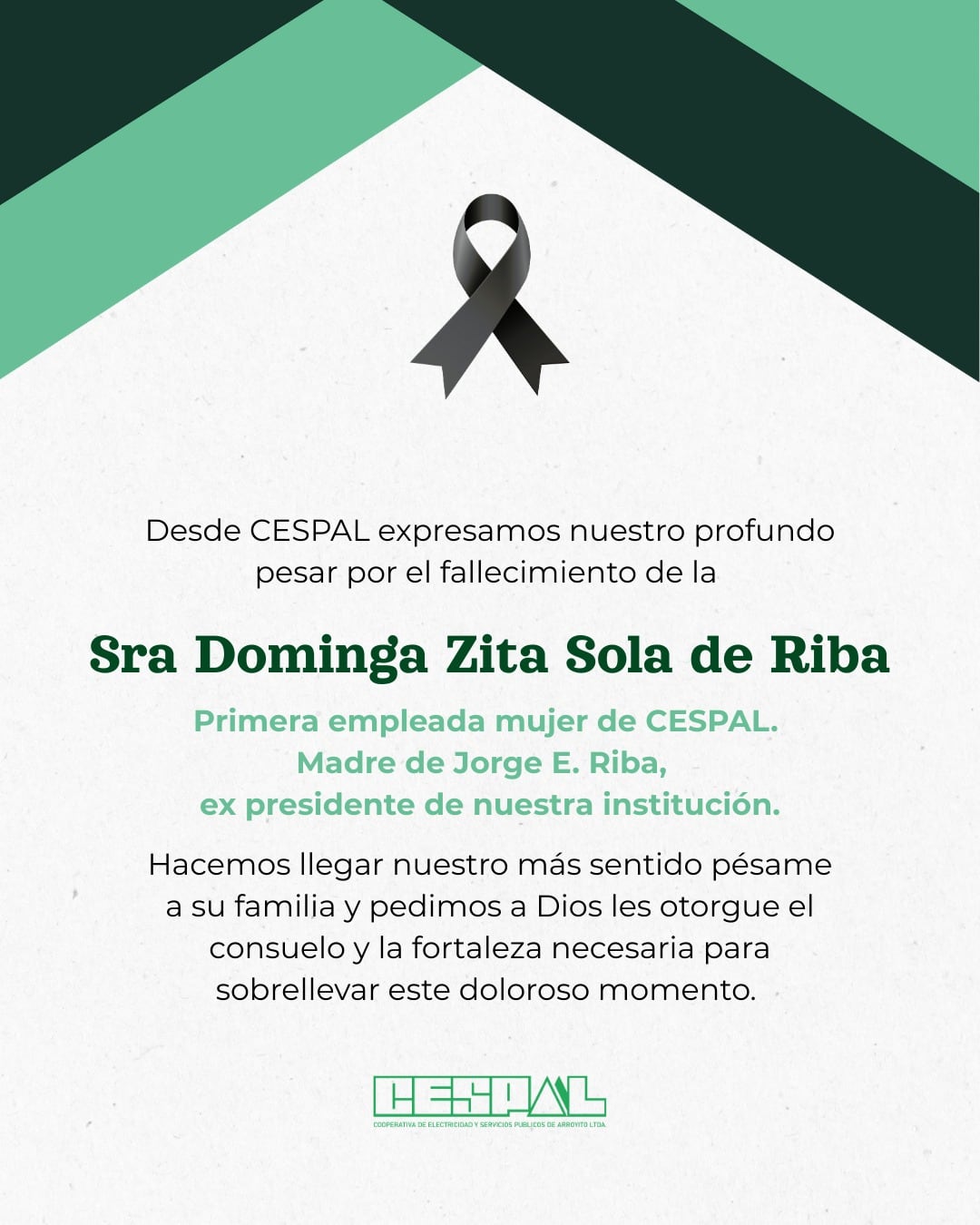Saludo CESPAL para su primera empleada que ha fallecido