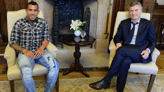 Carlos Tevez y Mauricio Macri (Archivo)