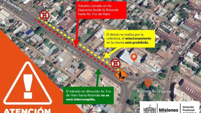 Se mantiene el tránsito reducido en Avenida Quaranta por obras de Travesía Urbana