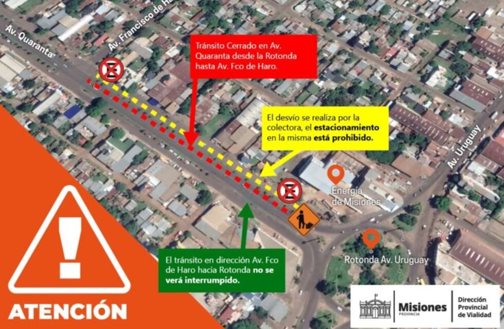 Se mantiene el tránsito reducido en Avenida Quaranta por obras de Travesía Urbana